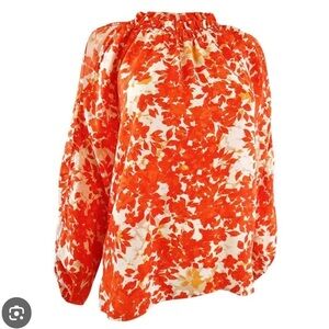 EUC Vince Camuto Floral Cut Out Shoulders Top Size PM